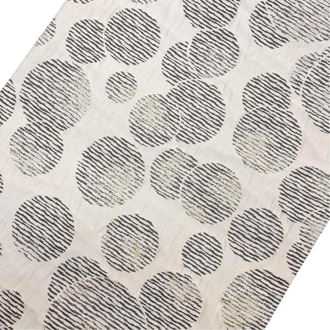 ☆ 袋帯 紅花染 横縞水玉模様 薄生成色 O-3722