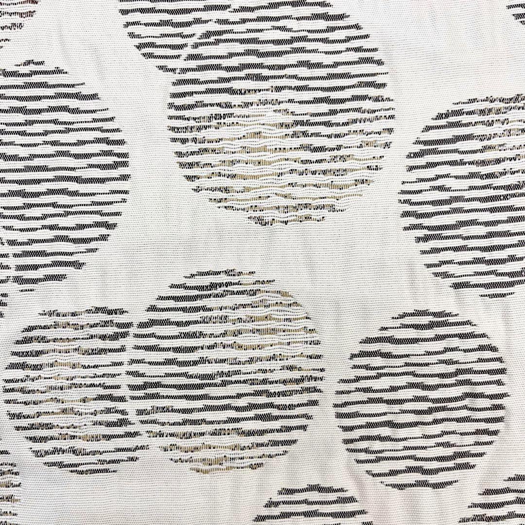 ☆ 袋帯 紅花染 横縞水玉模様 薄生成色 O-3722