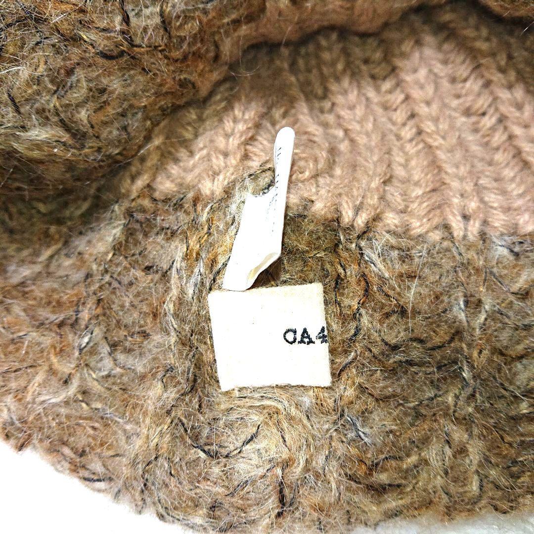 カシラ イタリア製 リアルファー モヘアニット 帽子 ブラウン