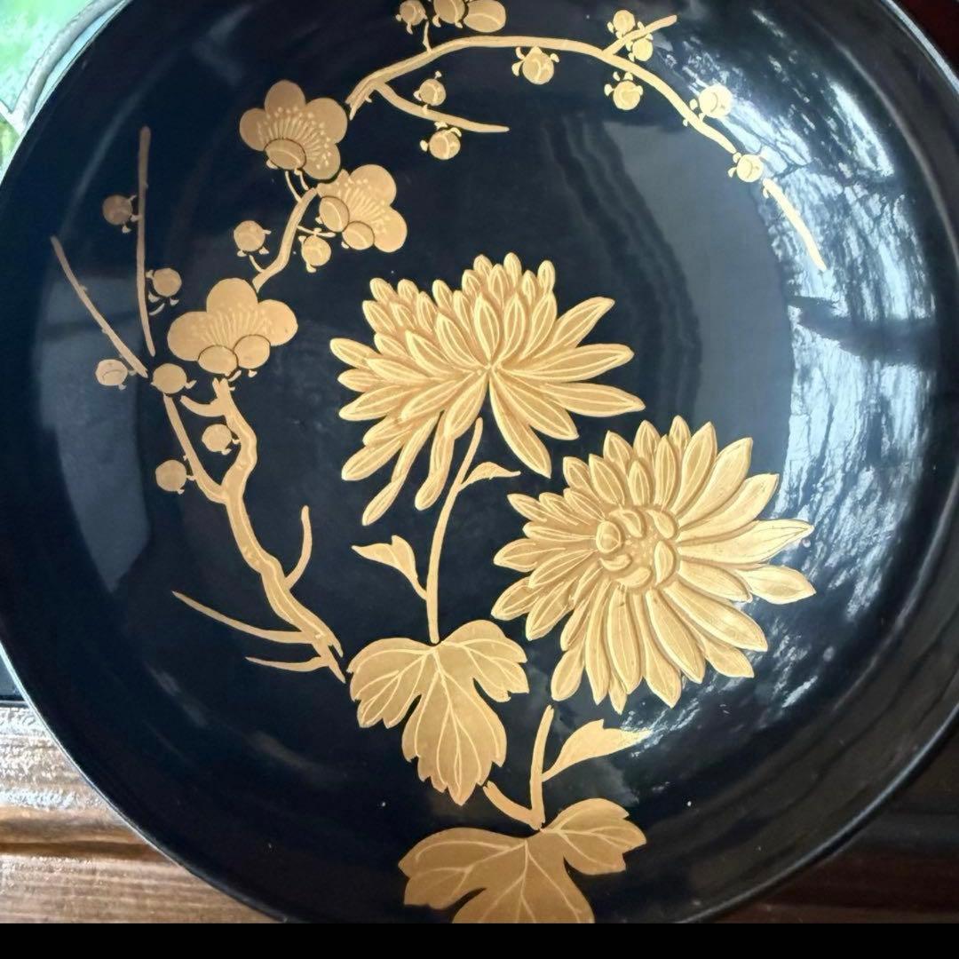 2234様感謝‼️かろやかJAPAN時代蒔絵 豪華四君子富士山形吸物椀　春蘭7客