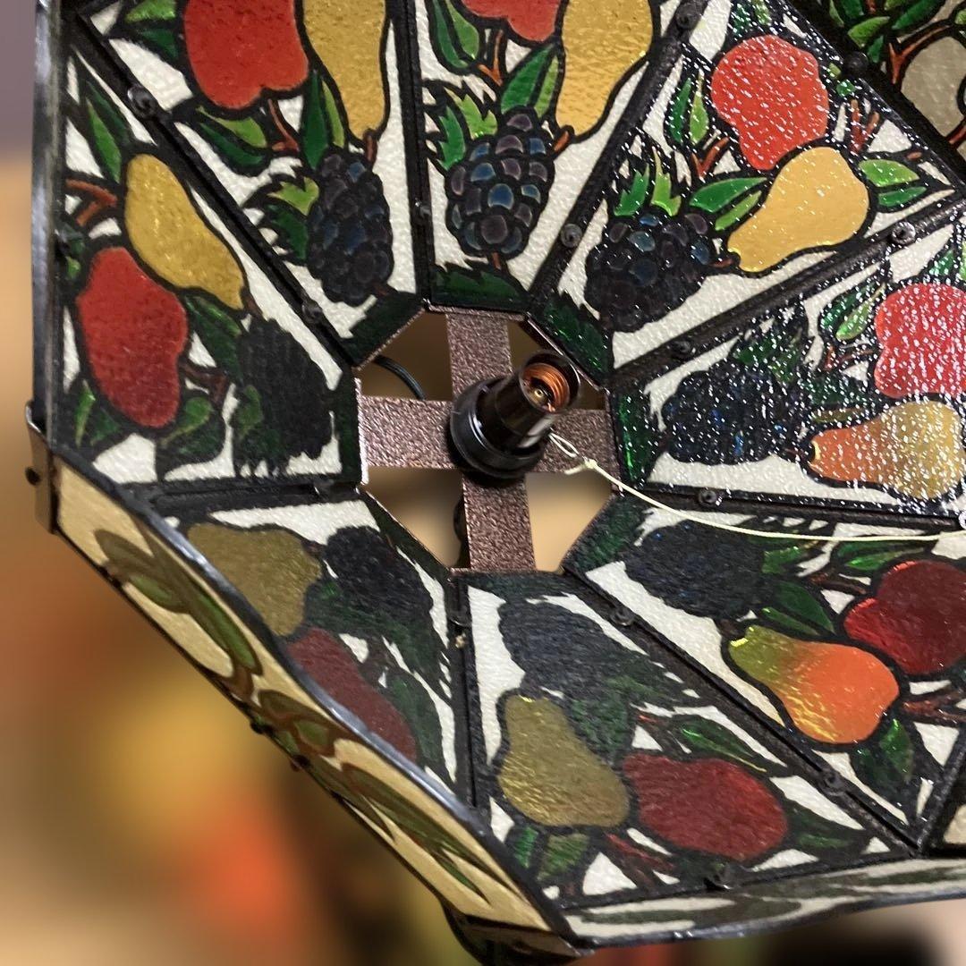 ステンドグラス風ペンダント照明（引掛シーリング式、取付具付き）