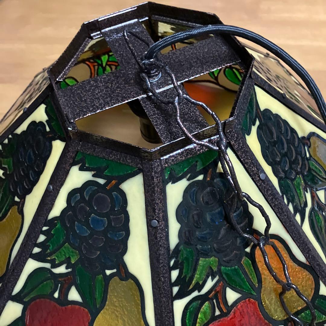 ステンドグラス風ペンダント照明（引掛シーリング式、取付具付き）