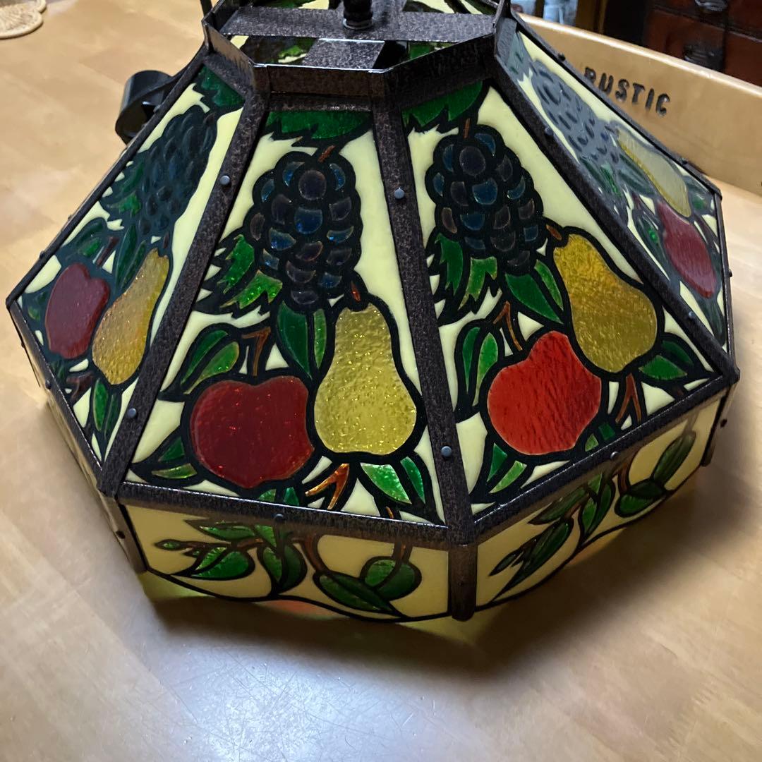 ステンドグラス風ペンダント照明（引掛シーリング式、取付具付き）