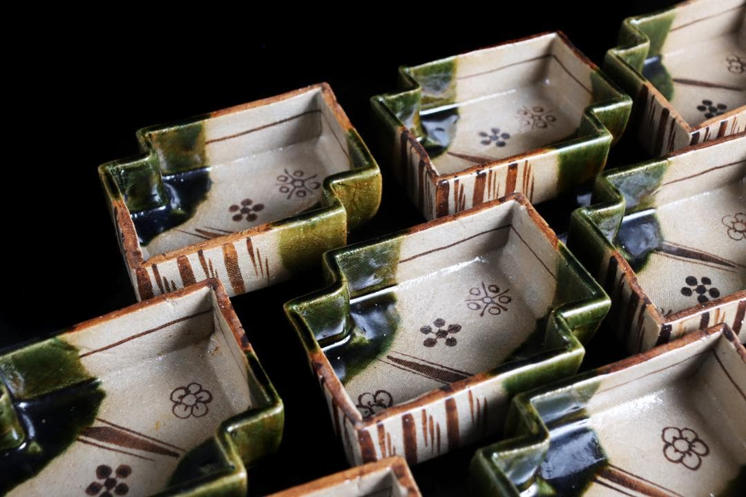織部 八橋 向付 10客 懐石道具会席和食器陶芸鉢
