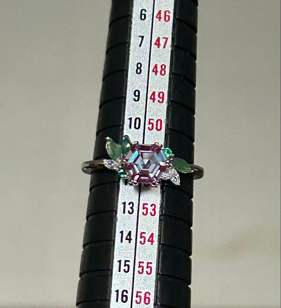 未使用◆アレキサンドライト＆モスアゲートリング　約11号