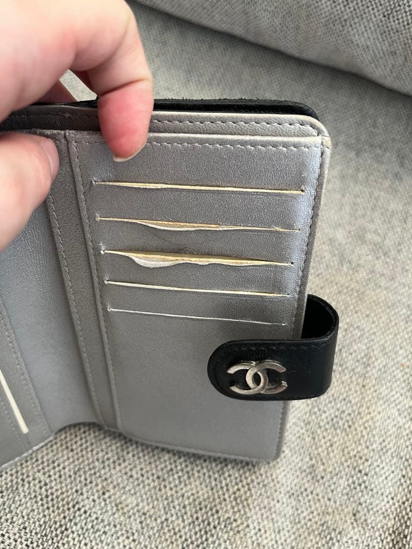 CHANEL カメリア　二つ折り財布　ブラック　正規品