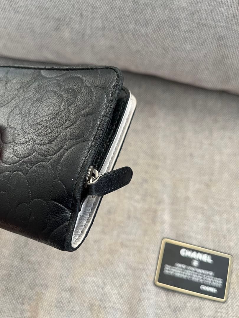 CHANEL カメリア　二つ折り財布　ブラック　正規品