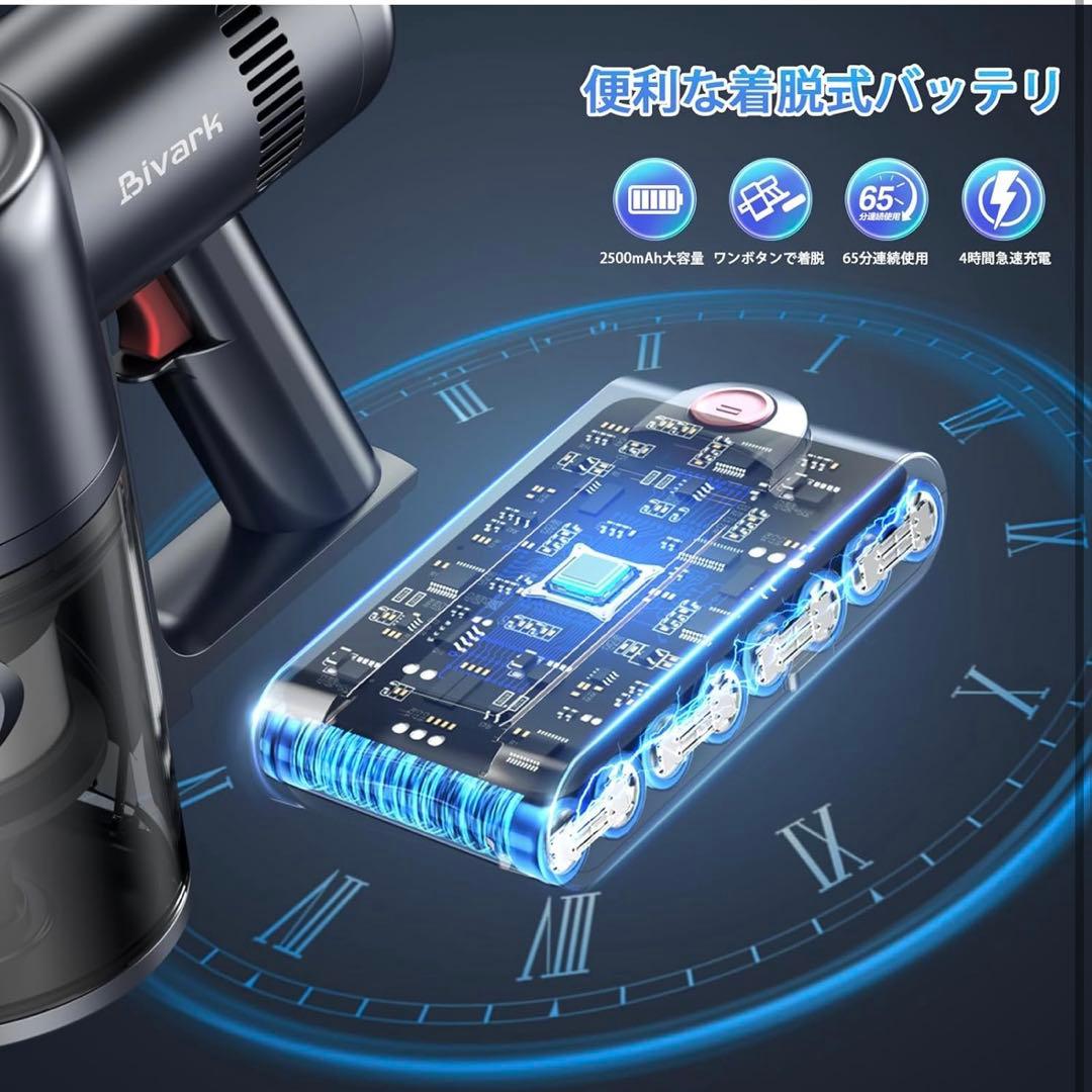 ✨新品✨　50Kpa強力吸引＆65分連続稼働＆自立式 コードレス掃除機