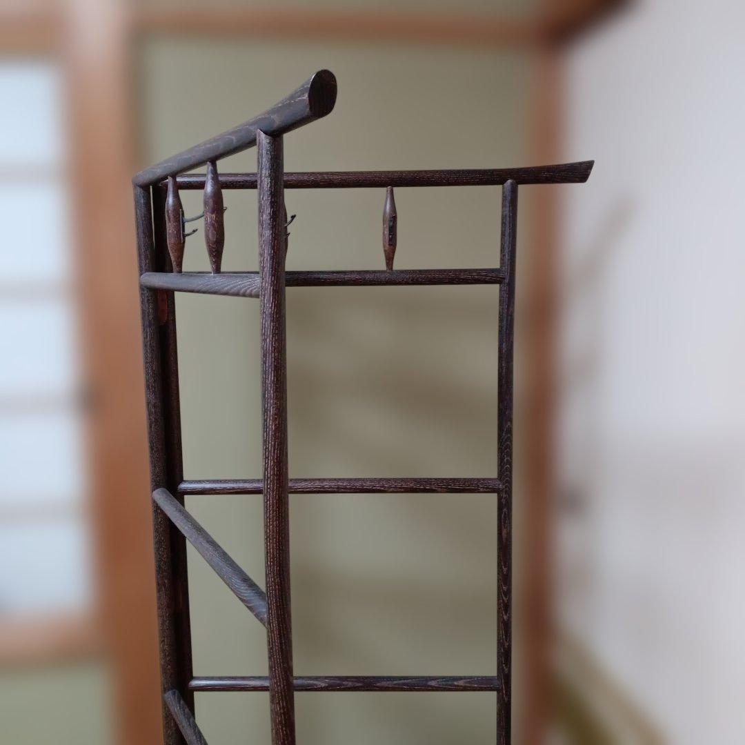 【昭和レトロ】衣桁　着物かけ　木製　フック付き　服かけ