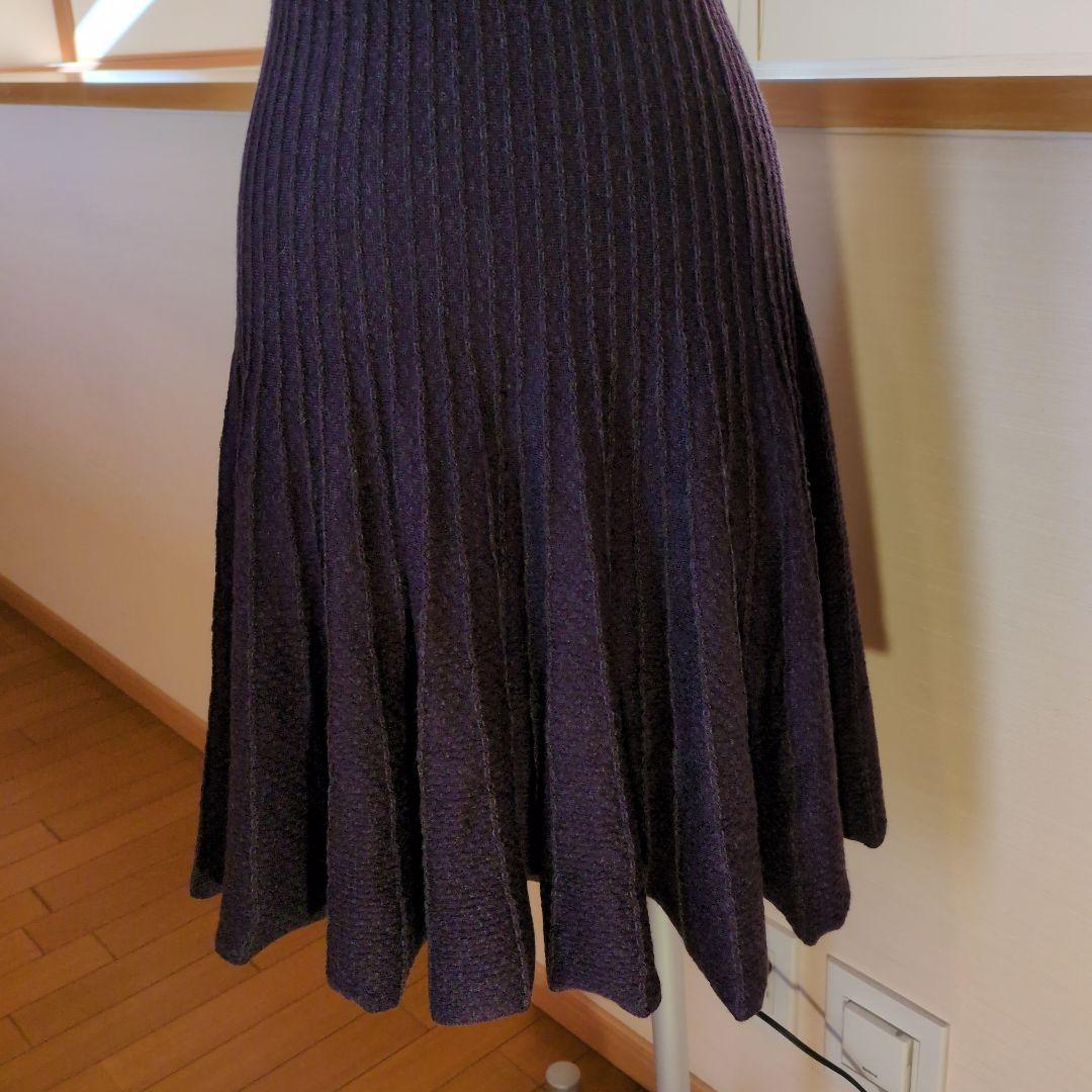 紫色リブ編みフレアスカート 、 エトロ 、ニット