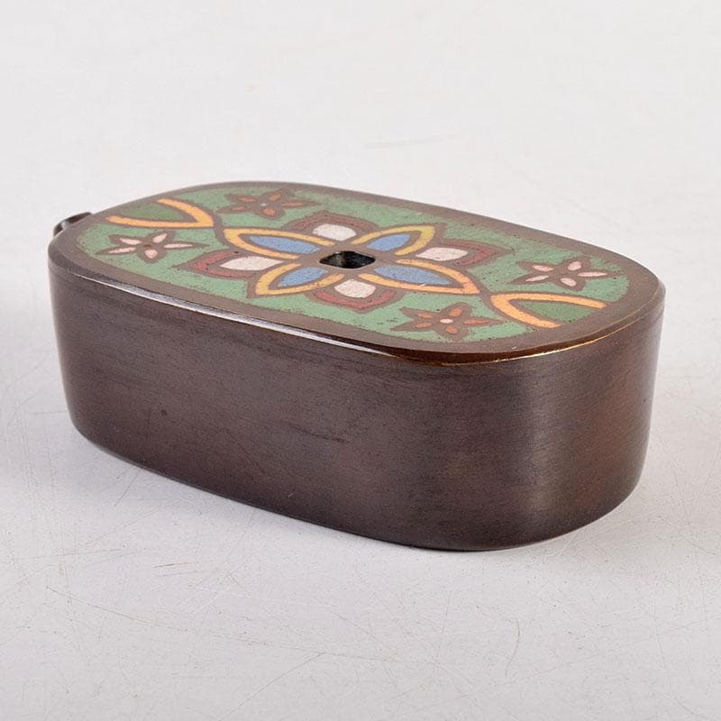 書道具　銅器七宝　水滴　共箱　V　8289