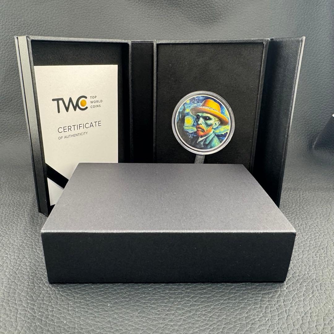 1000枚限定 カラー 特殊加工 銀貨 ゴッホ 「星空夜」 保証書付き