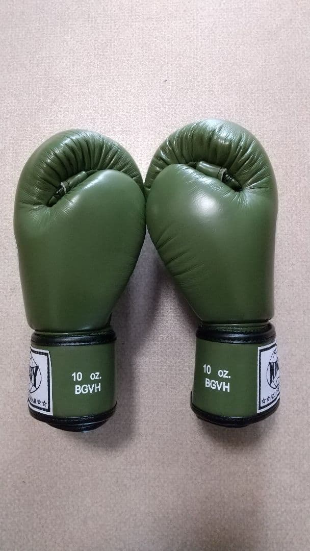 本革製WINDYボクシンググローブ 10oz オリーブ キックボクシング NP