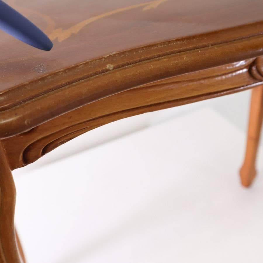 イタリア製クラシカル家具 象嵌細工 猫脚 ネストテーブル 大 幅56cm