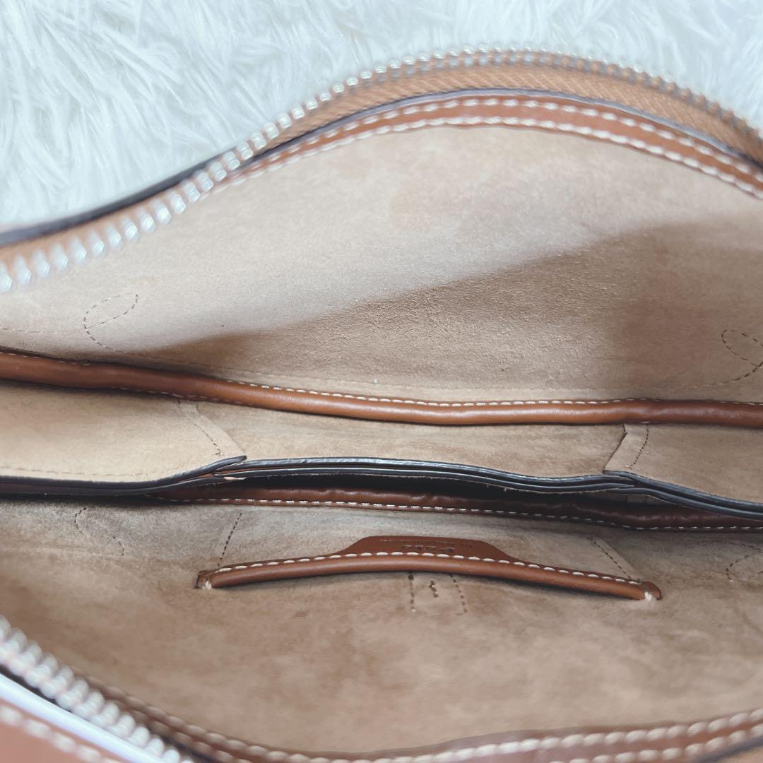 極美品✨ポロラルフローレン Polo ID カーフスキン ハンドバッグ 三日月