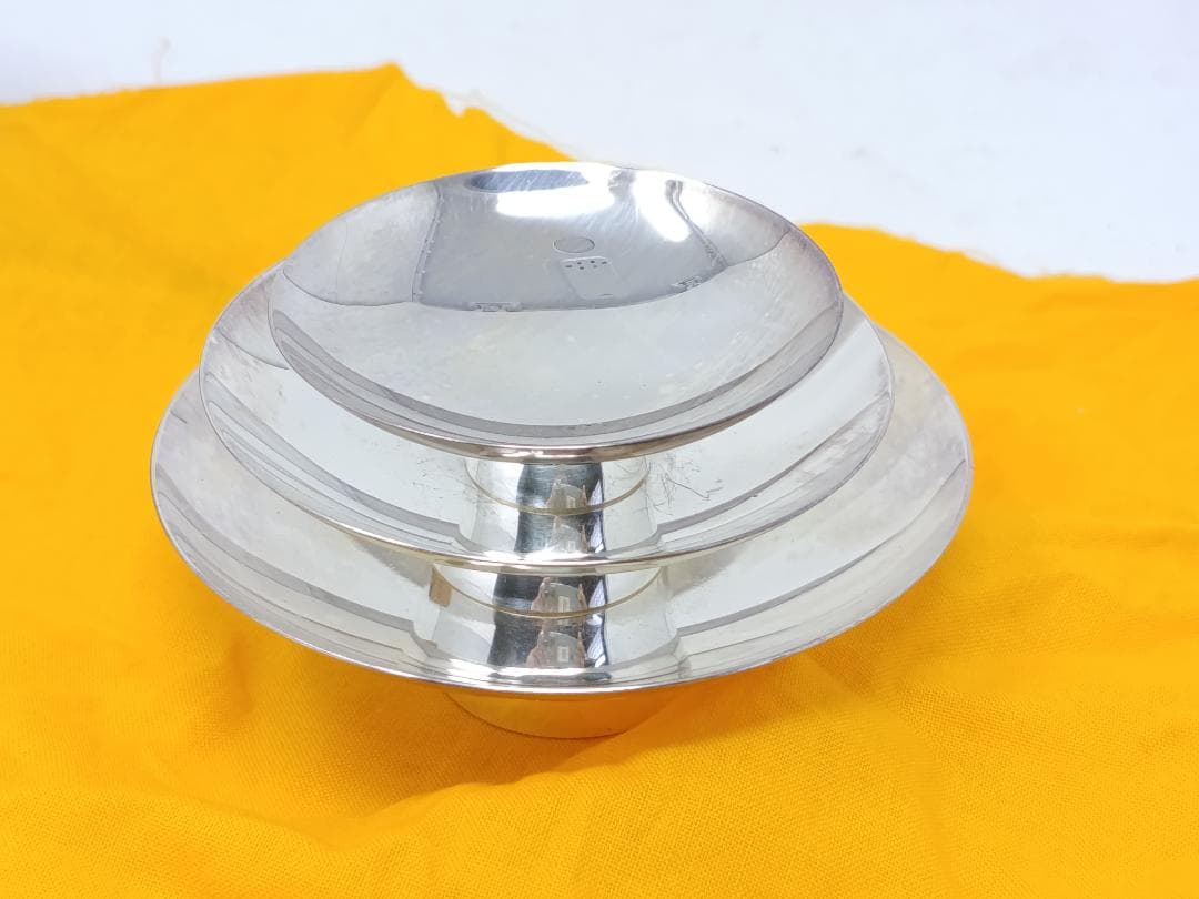 純銀製　三重盃　銀杯　　約144g