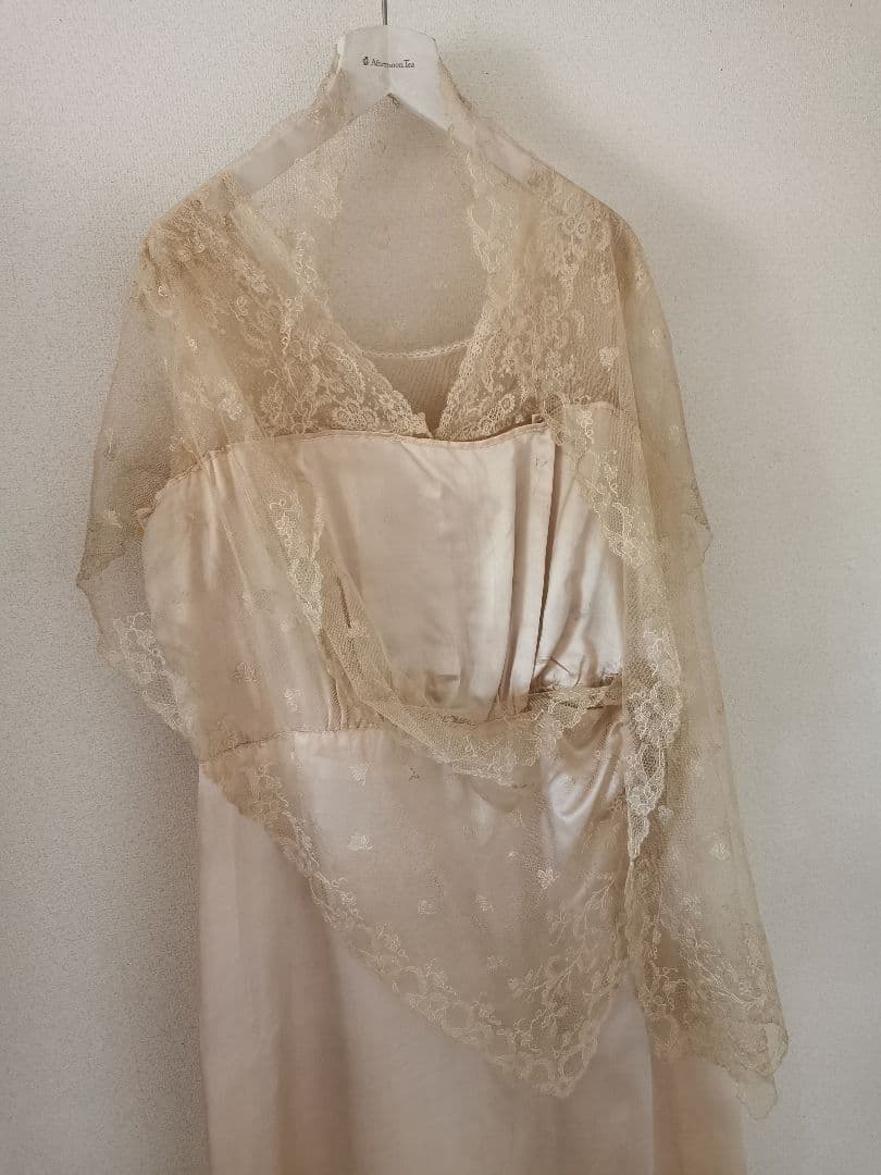 アンティーク キャリックマクロスシルクドレス ＆シャンテリーレース鈴蘭ショール