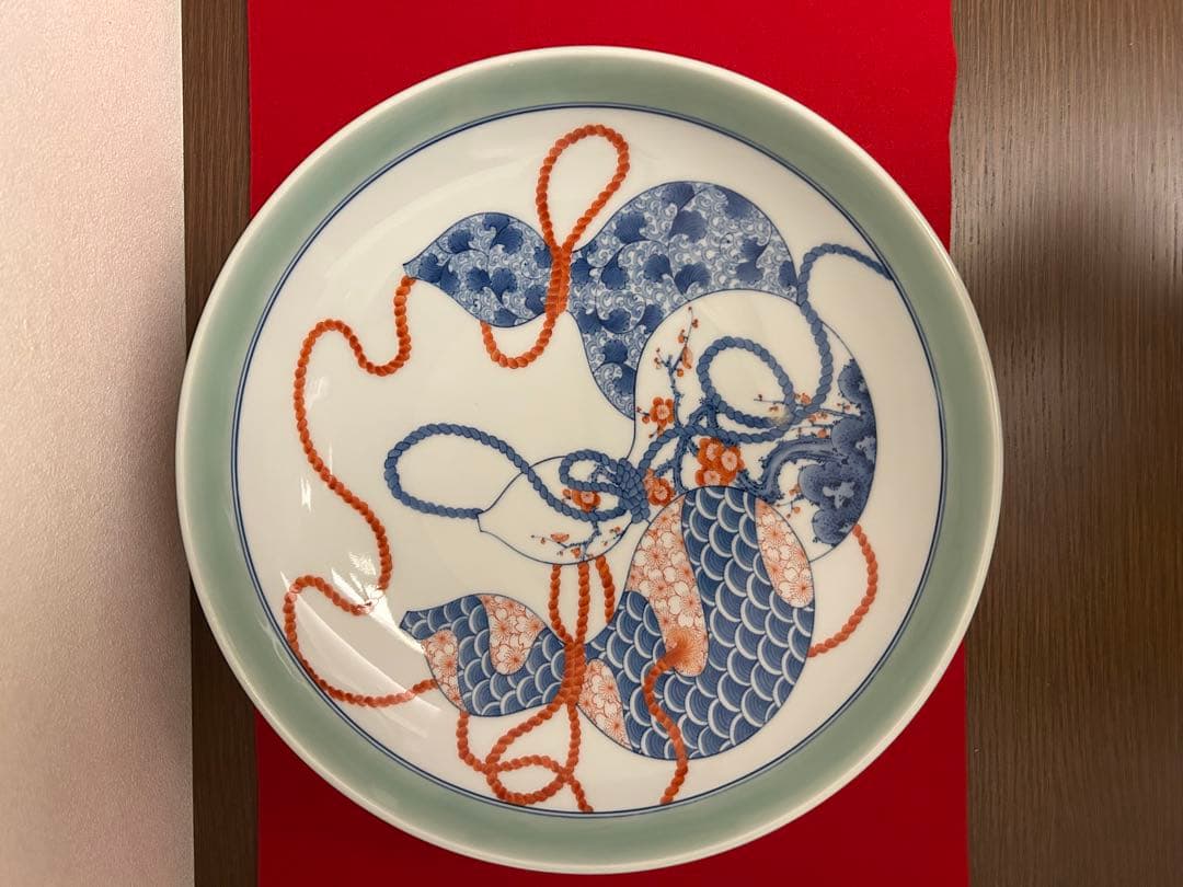 伊万里焼　色絵三瓢箪文様皿 高台大皿