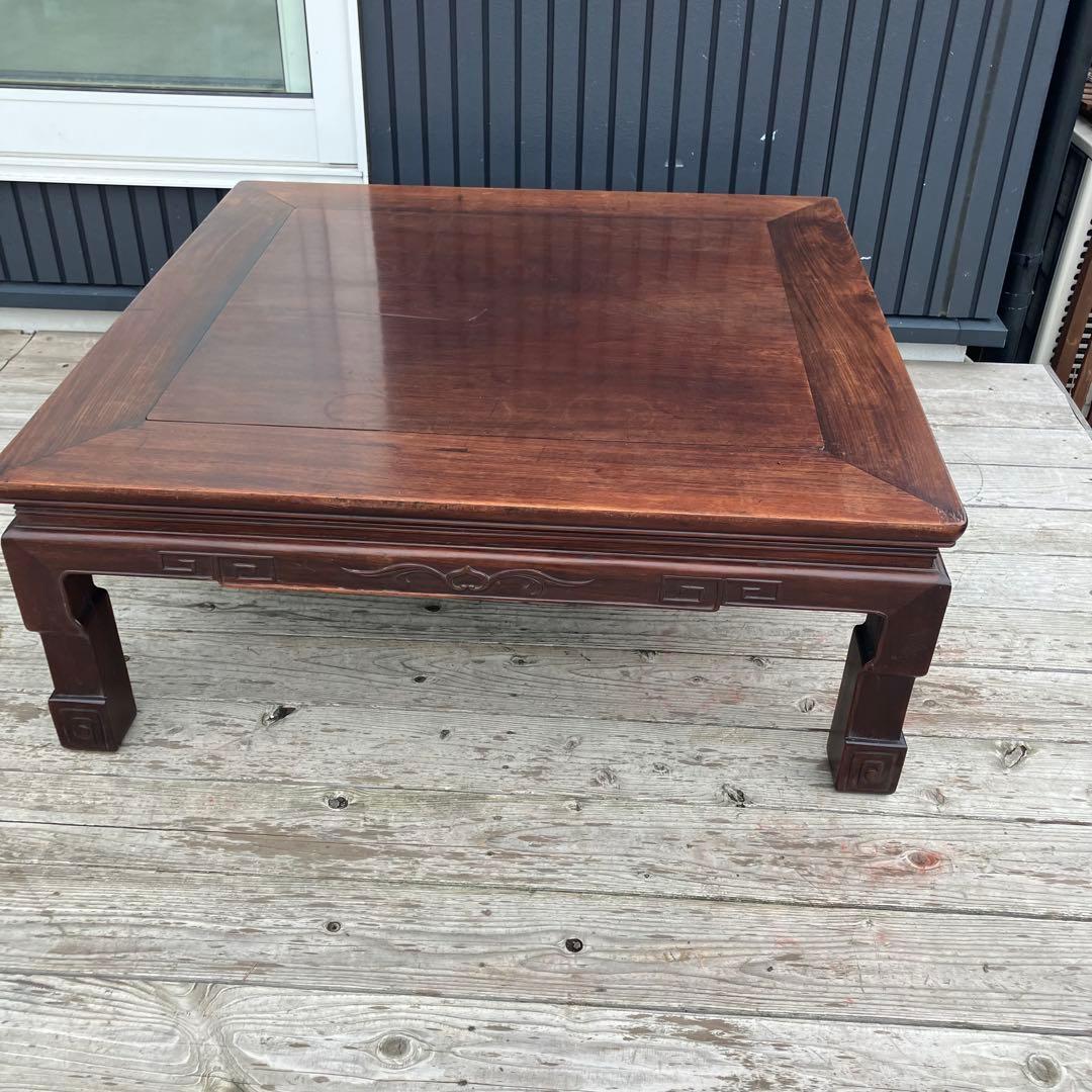 昭和レトロ 銘木 木製彫刻 座卓 ちゃぶ台 センターテーブル 古家具 古民家