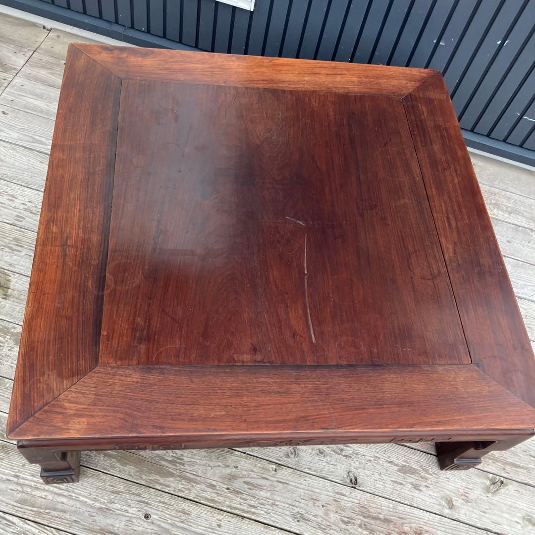 昭和レトロ 銘木 木製彫刻 座卓 ちゃぶ台 センターテーブル 古家具 古民家