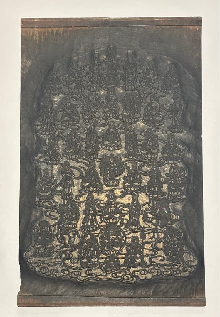 大型版木「三十七体仏/仏頂尊陀羅尼」表裏１枚|仏教美術 真言宗 和本 木版画