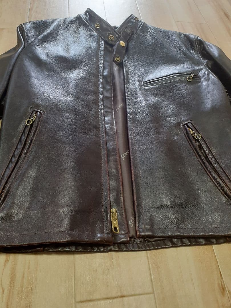 希少 schott レザー ライダースジャケット 赤茶 641EVS 36