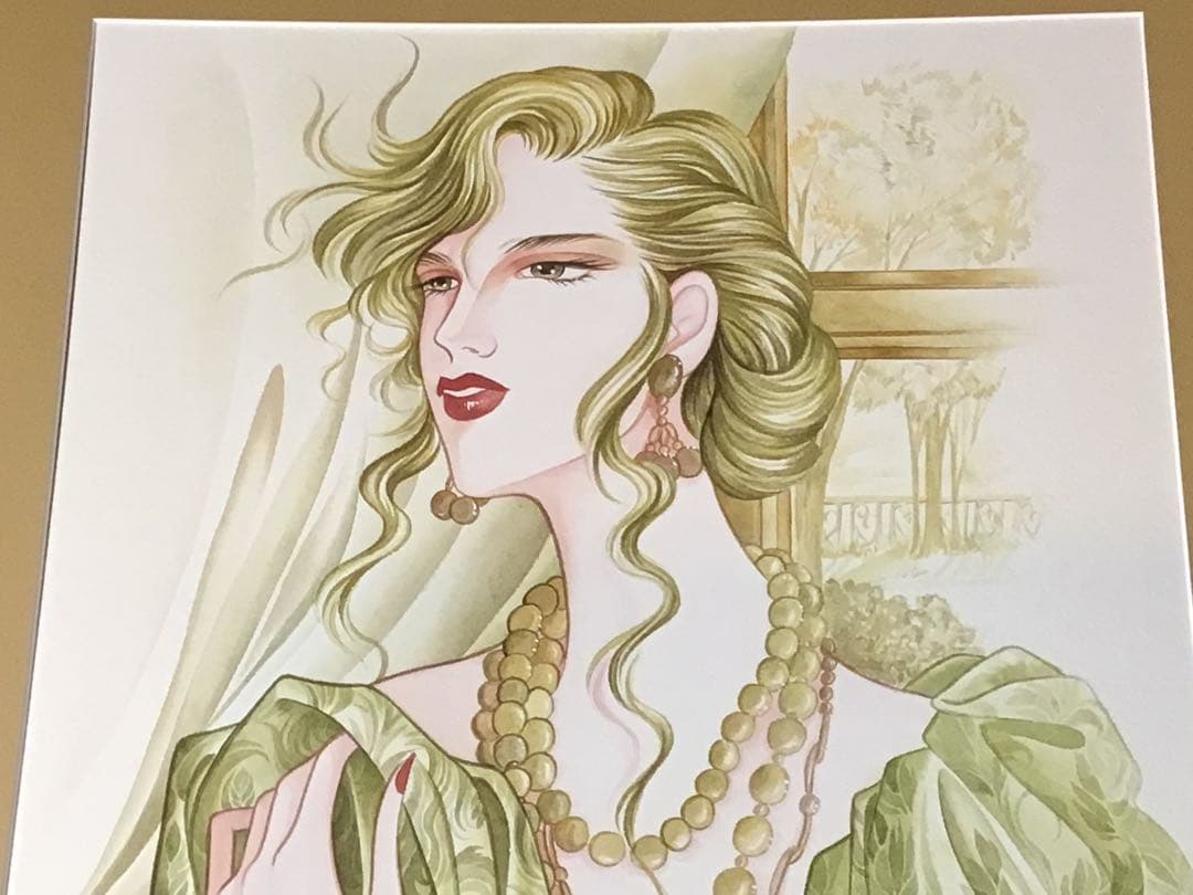 ◉真作保証 久下じゅんこ 水彩10号 原画『精霊宮の宝珠』1点物 サイン額装つき