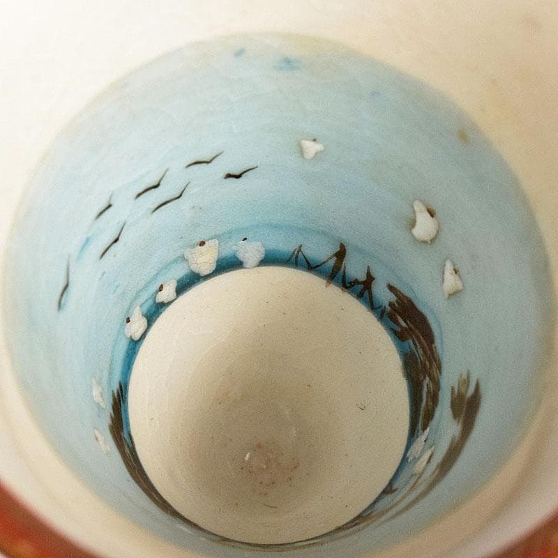 九谷焼　古九谷　色絵金彩　源氏物語画　觥　酒杯　一對　時代箱付　M　R4954