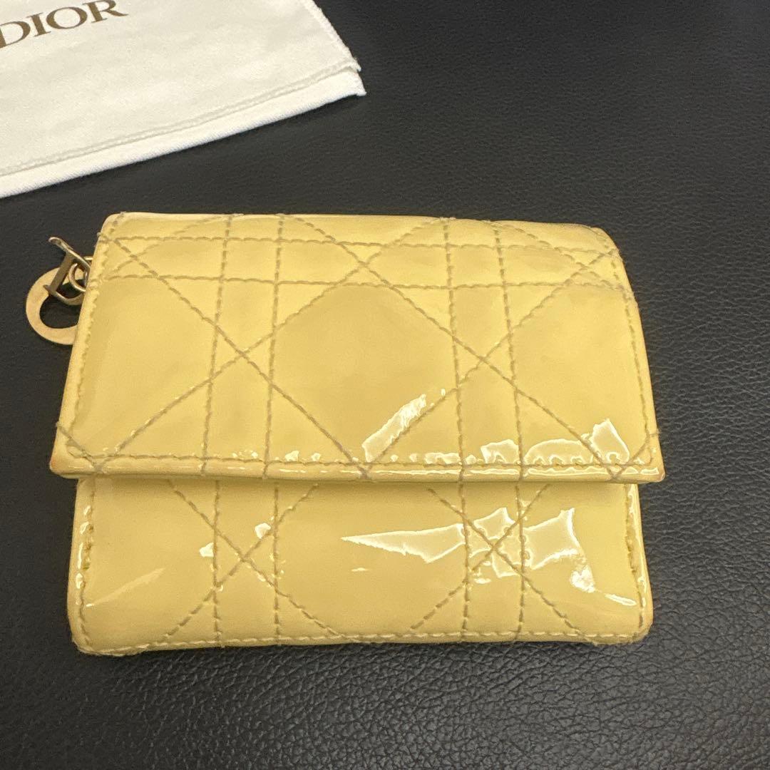 ディオール レディディオール カナージュ ロータスウォレット 三つ折り財布