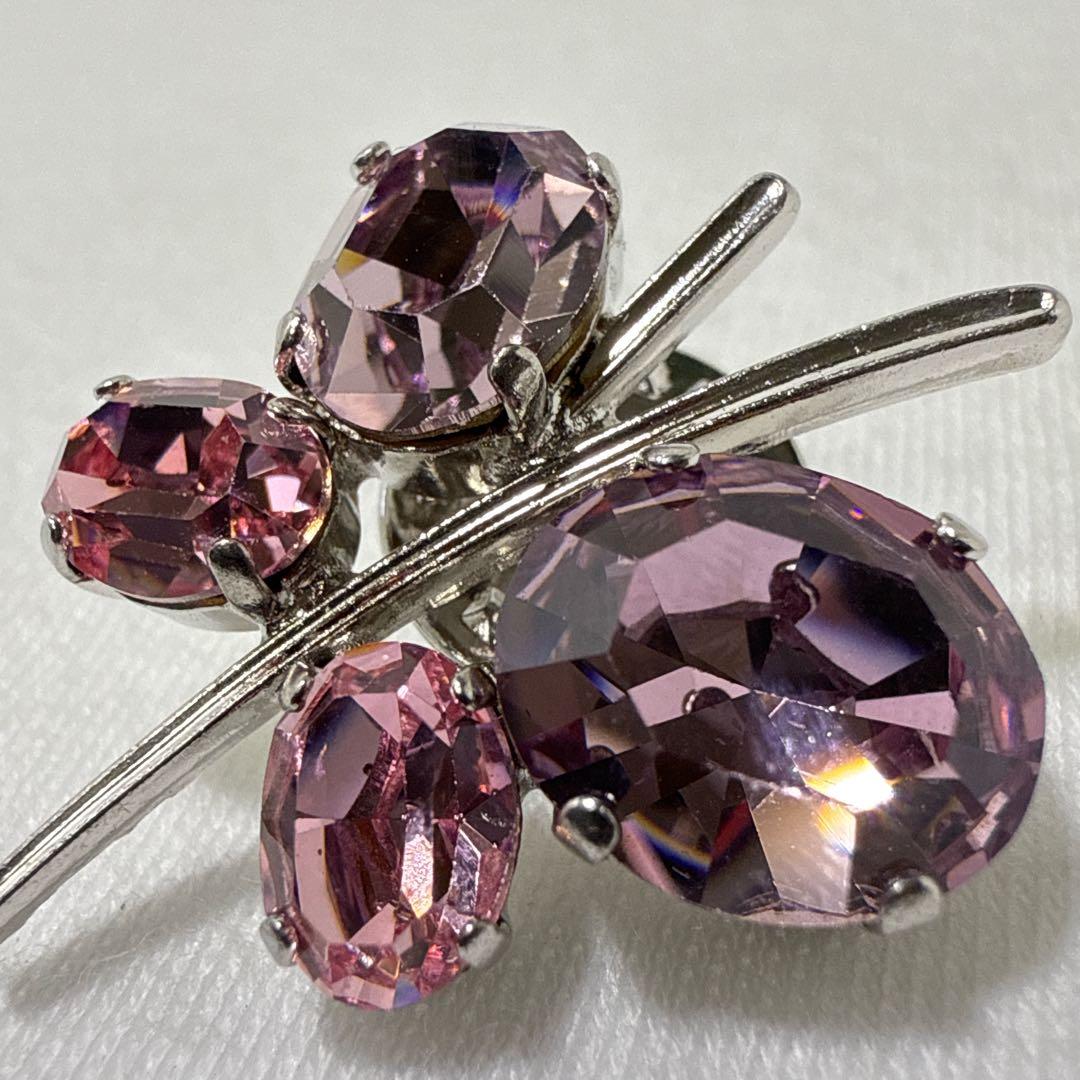 クリスチャンディオール シルバー＆ピンクカラー 蝶々 バタフライ ピンブローチ