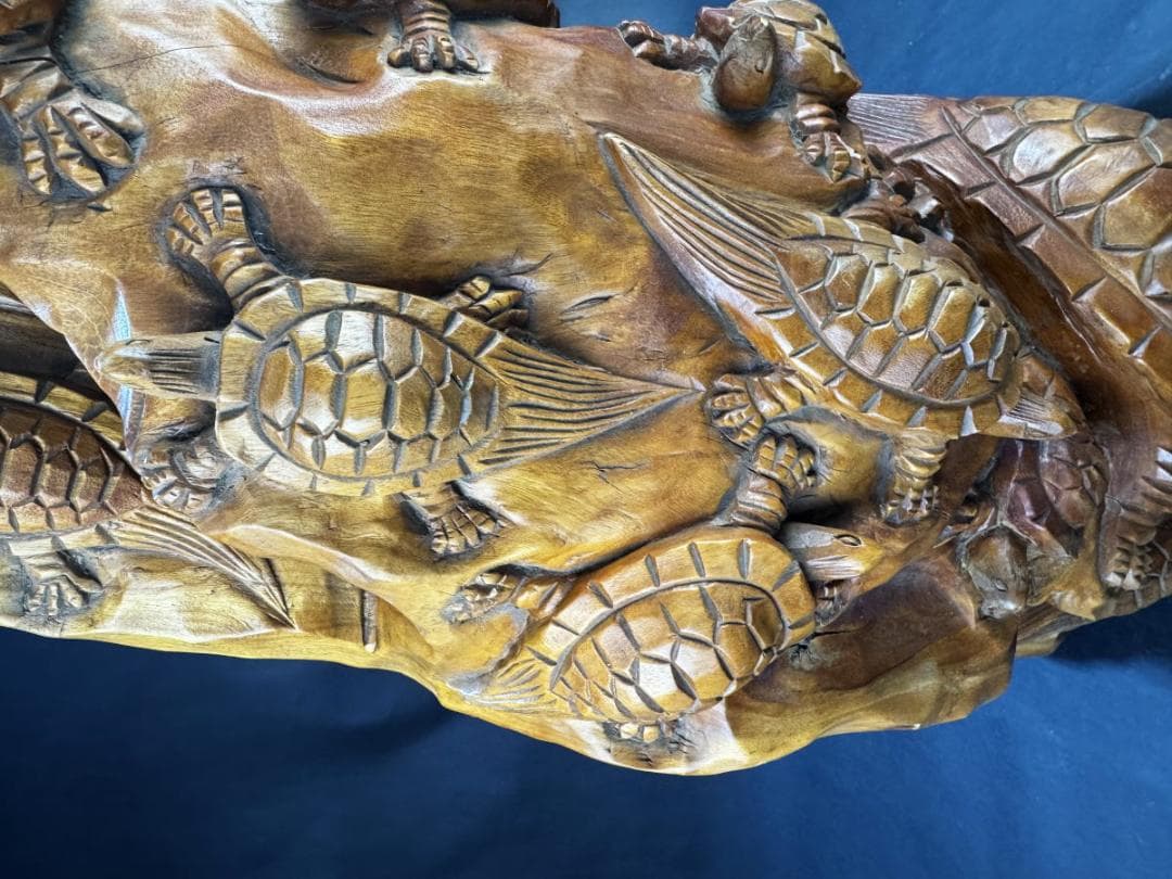 古美術 一本彫り 福亀木彫り置物 手彫り 骨董 古玩 旧蔵 古賞物WWWT029