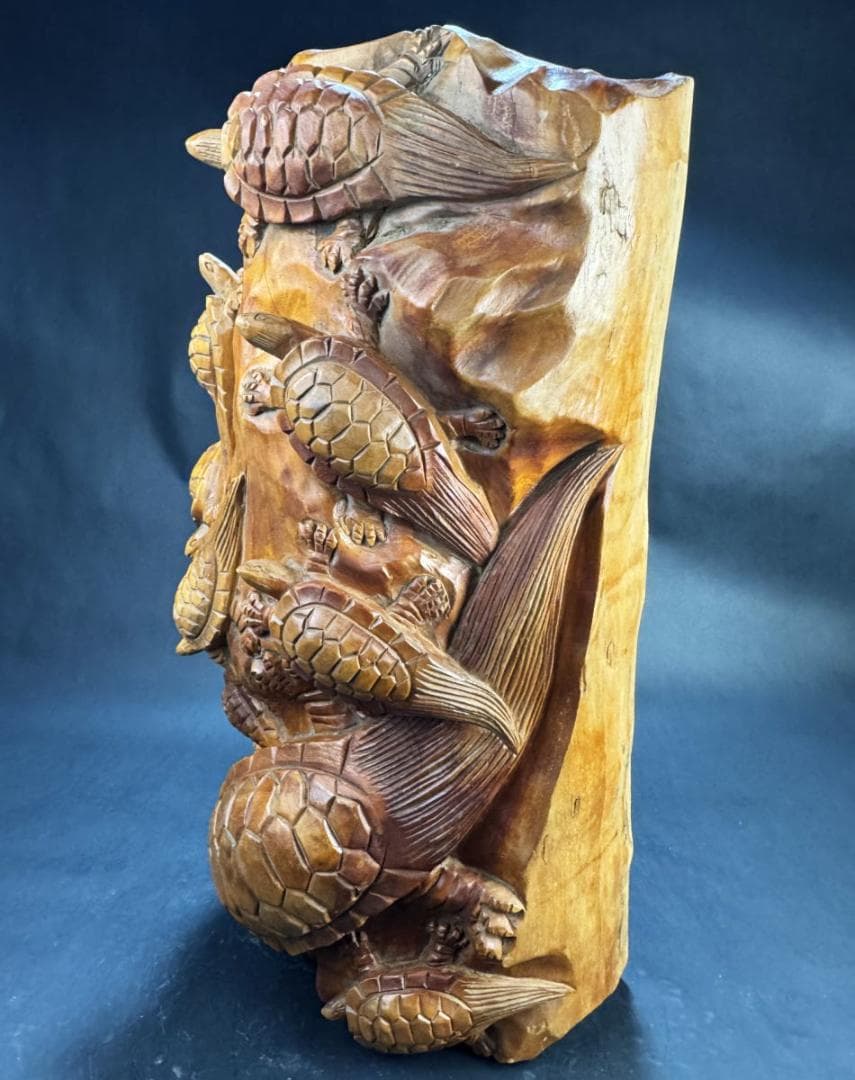 古美術 一本彫り 福亀木彫り置物 手彫り 骨董 古玩 旧蔵 古賞物WWWT029