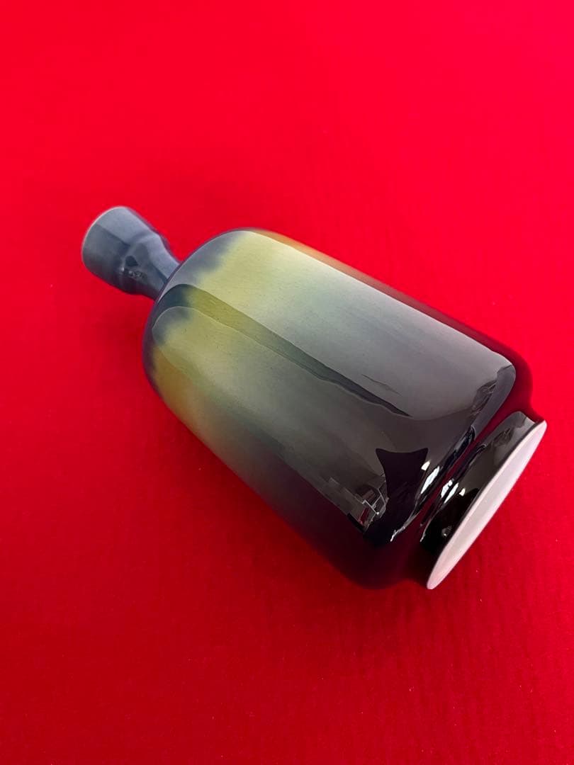 人間国宝 柳雨軒 三代 徳田八十吉  碧明釉 瓶  約15cm 管理T183