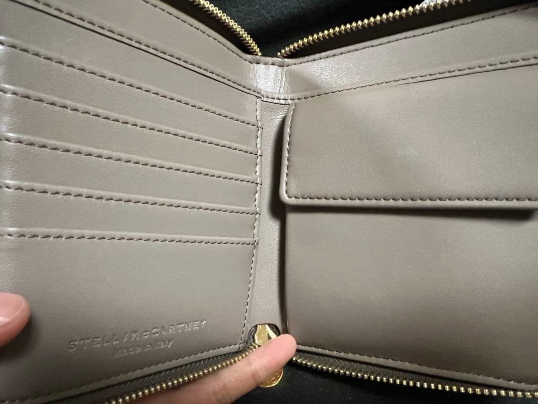 【美品】ステラマッカートニー★ラウンドファスナー二つ折り財布 ピンクベージュ