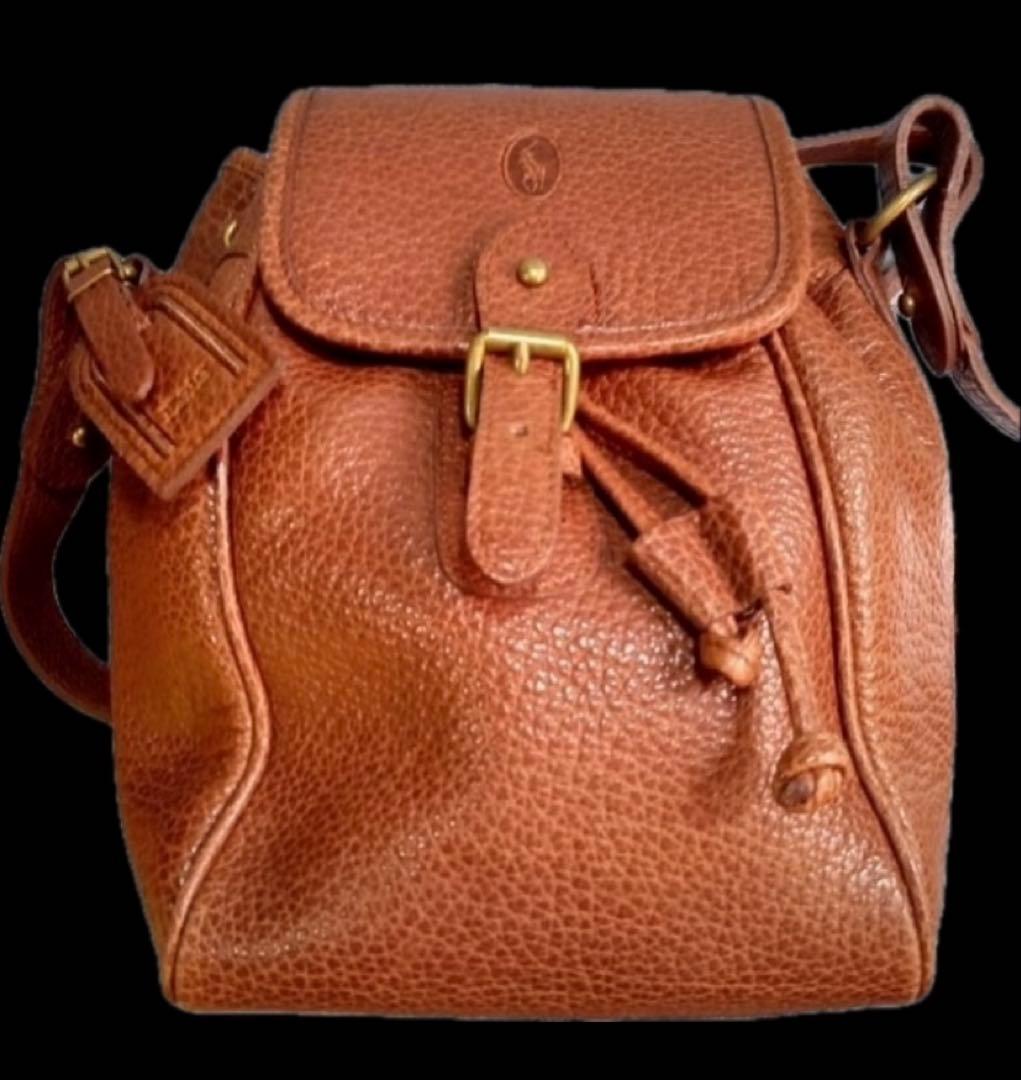 ブラウンレザーショルダーバッグ ポロ polo ラルフローレン