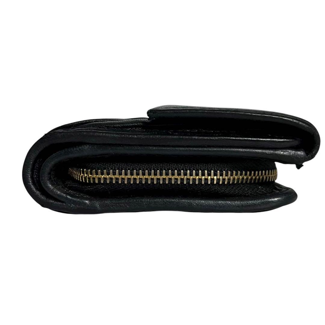 人気✨　ミュウミュウ　三つ折り財布　マテラッセ　L字ファスナー　ブラック　レザー