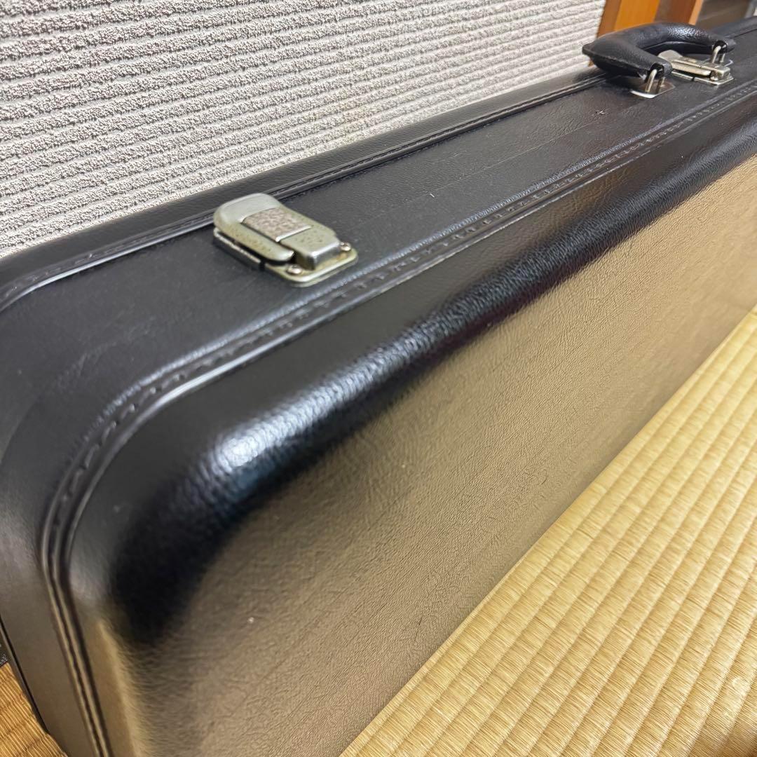 三味線　中棹　東さわり　紅木　1本溝　糸まき　素六　破れ有り　ハードケース付き