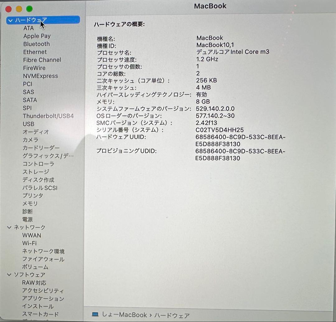MacBook 2017 12インチ ゴールド　バッテリー正常