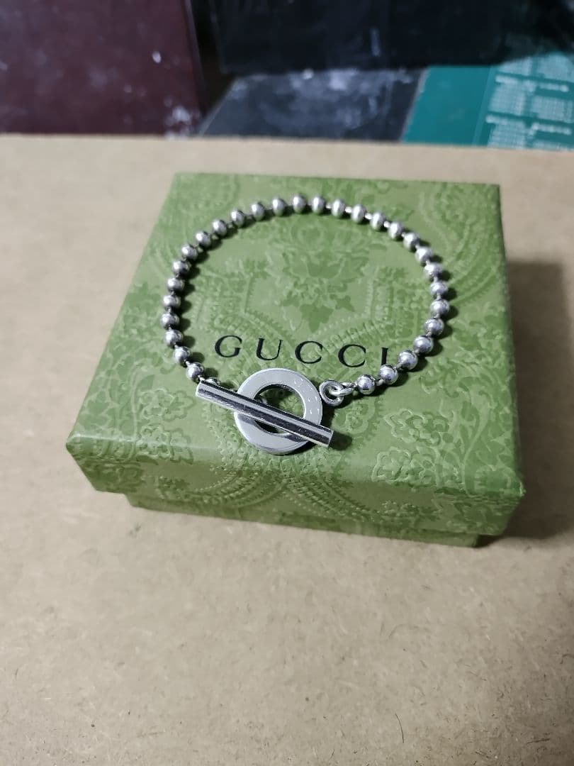 GUCCIグッチ シルバー925ボールチェーンブレスレット 高級感ありイタリア製
