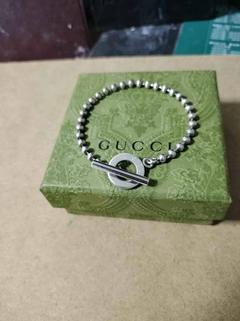 GUCCIグッチ シルバー925ボールチェーンブレスレット 高級感ありイタリア製