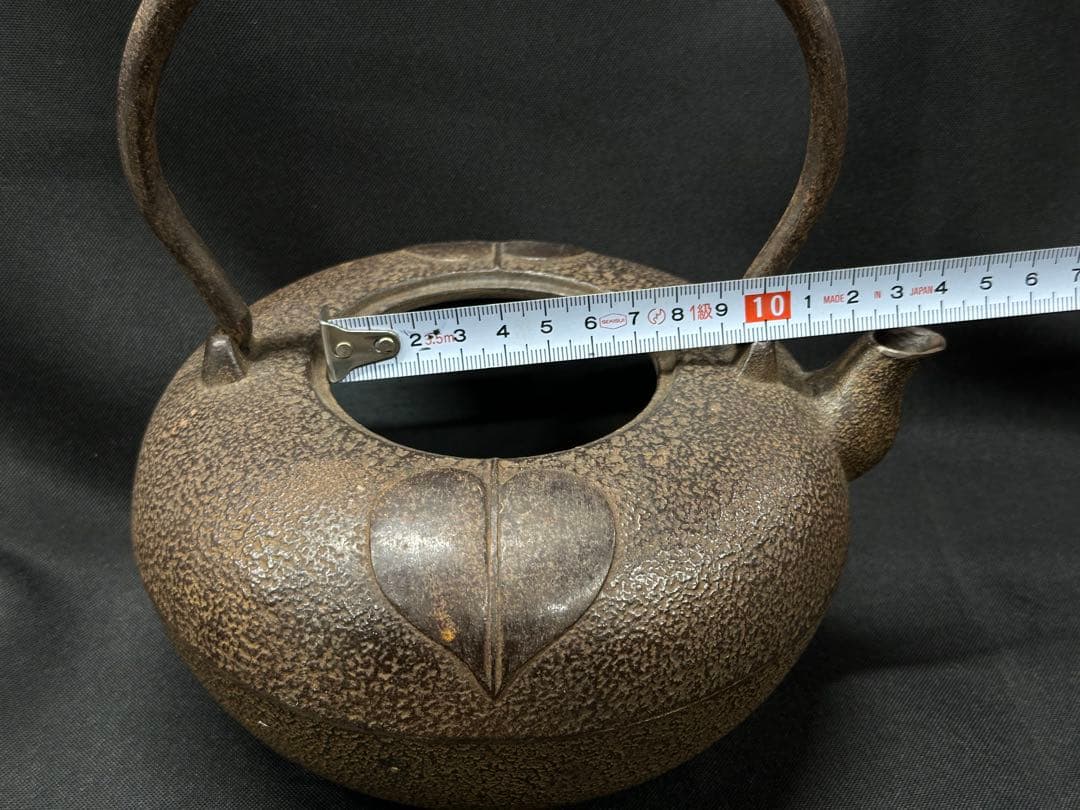 【USED美品】南部鉄器　三厳堂　鉄瓶　急須　柿文　柑橘　橘