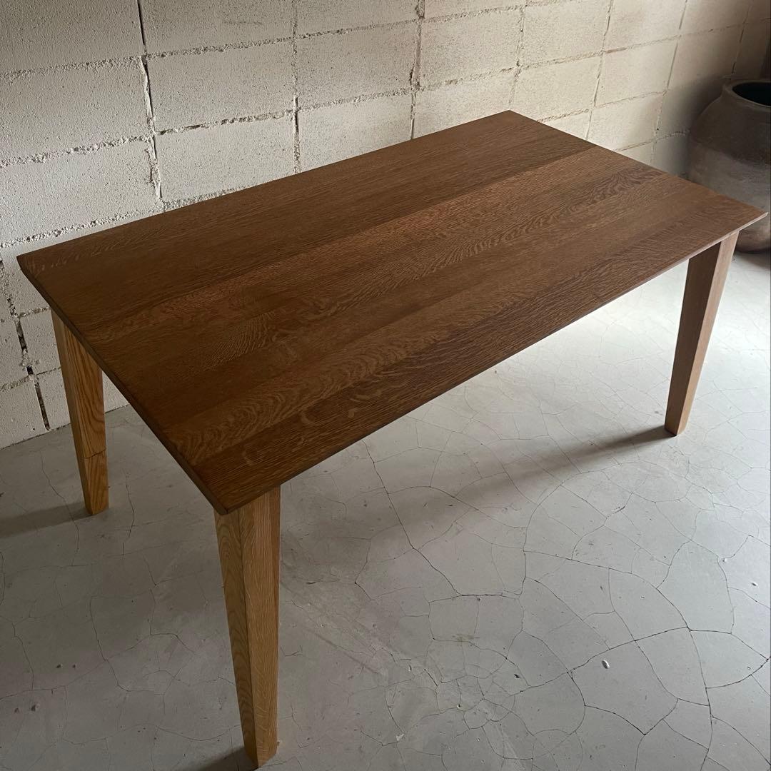 美品　大塚家具　天然木オーク材無垢　ダイニングテーブル　テーパー角脚　W1500
