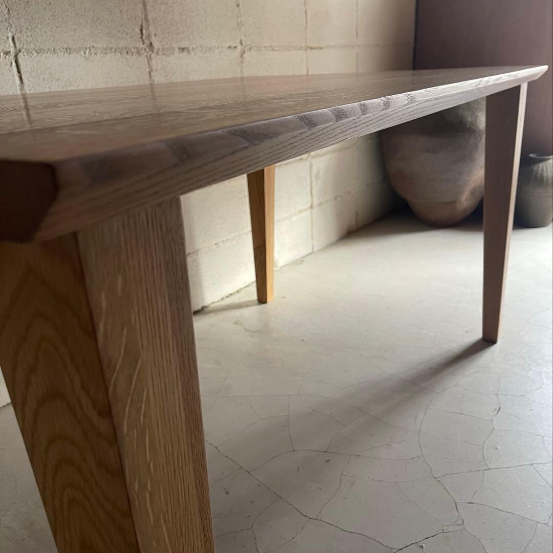 美品　大塚家具　天然木オーク材無垢　ダイニングテーブル　テーパー角脚　W1500