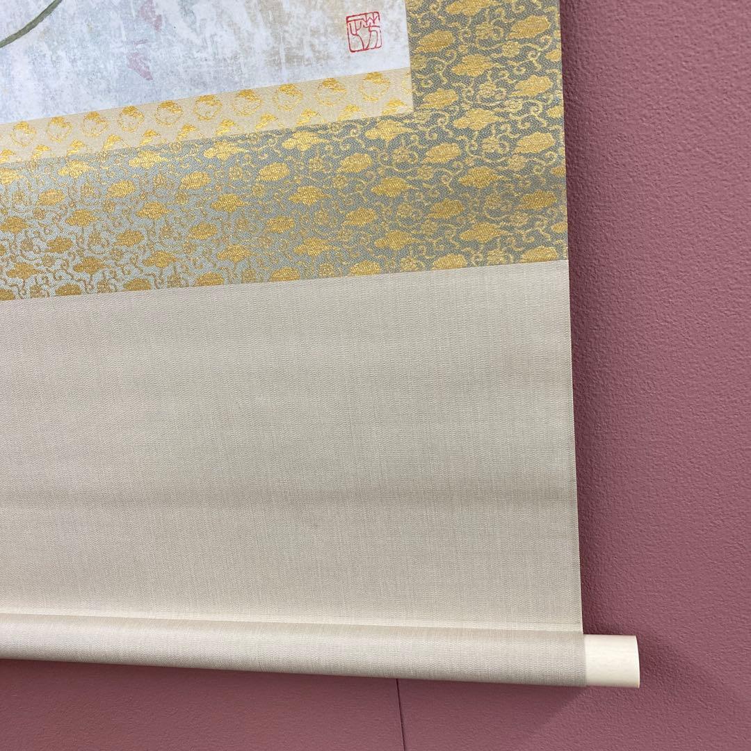 美品 掛け軸 大竹正芳作「朝涼」朝顔図 共箱 太巻き付 美術年鑑掲載