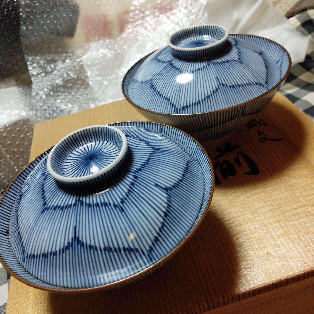 京泉　千筋桔梗　夫婦飯茶碗