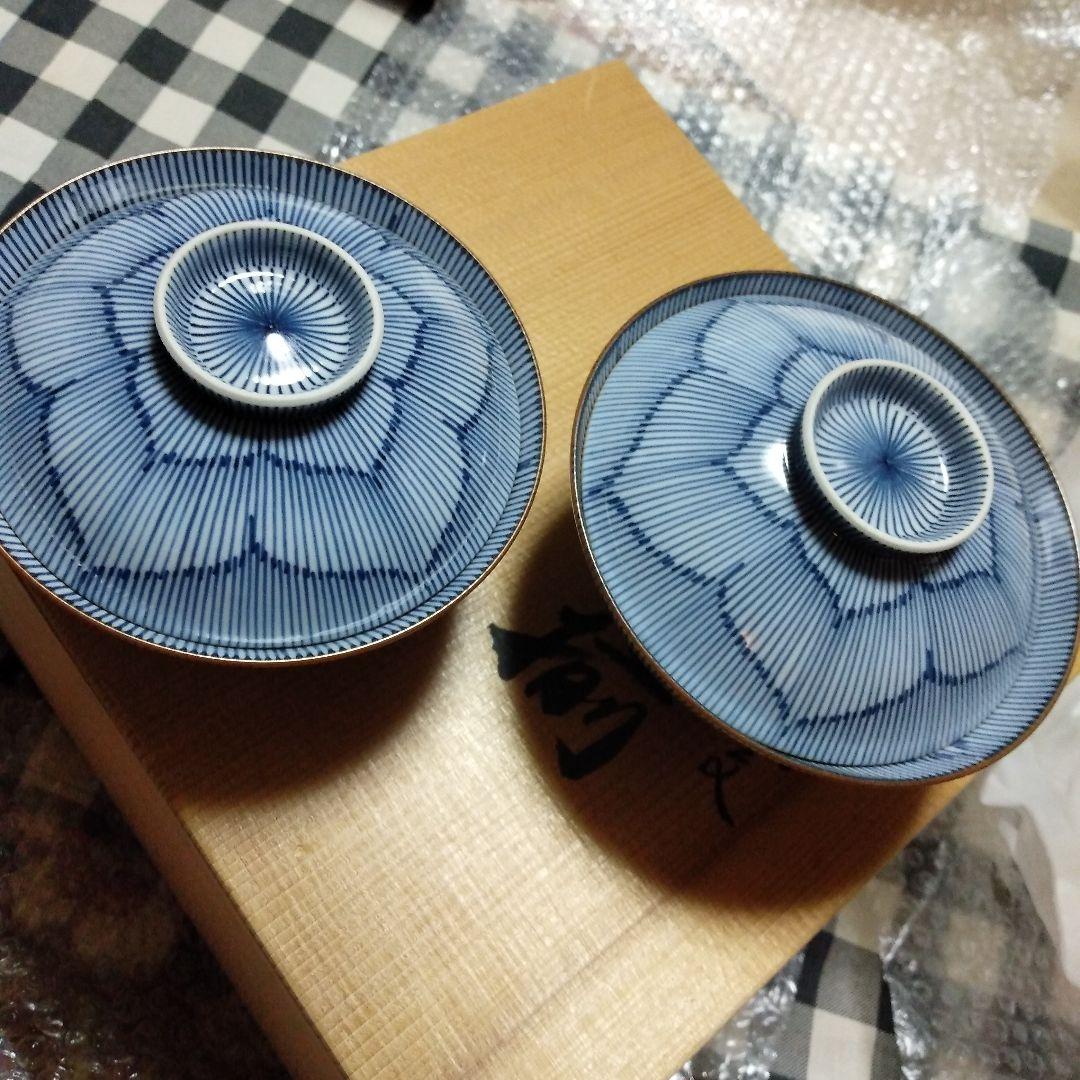 京泉　千筋桔梗　夫婦飯茶碗