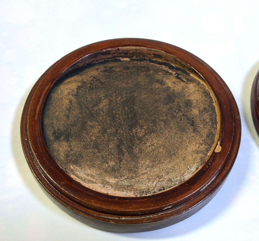 備前焼　硯　鶴模様　塗り