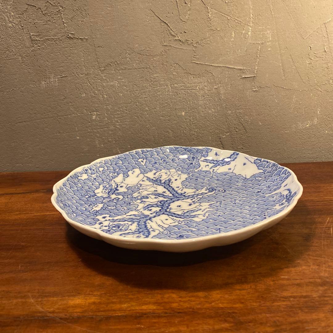 明治 骨董印判皿 22cm 九州地図柄 鉄道路線図 コレクション 稀少