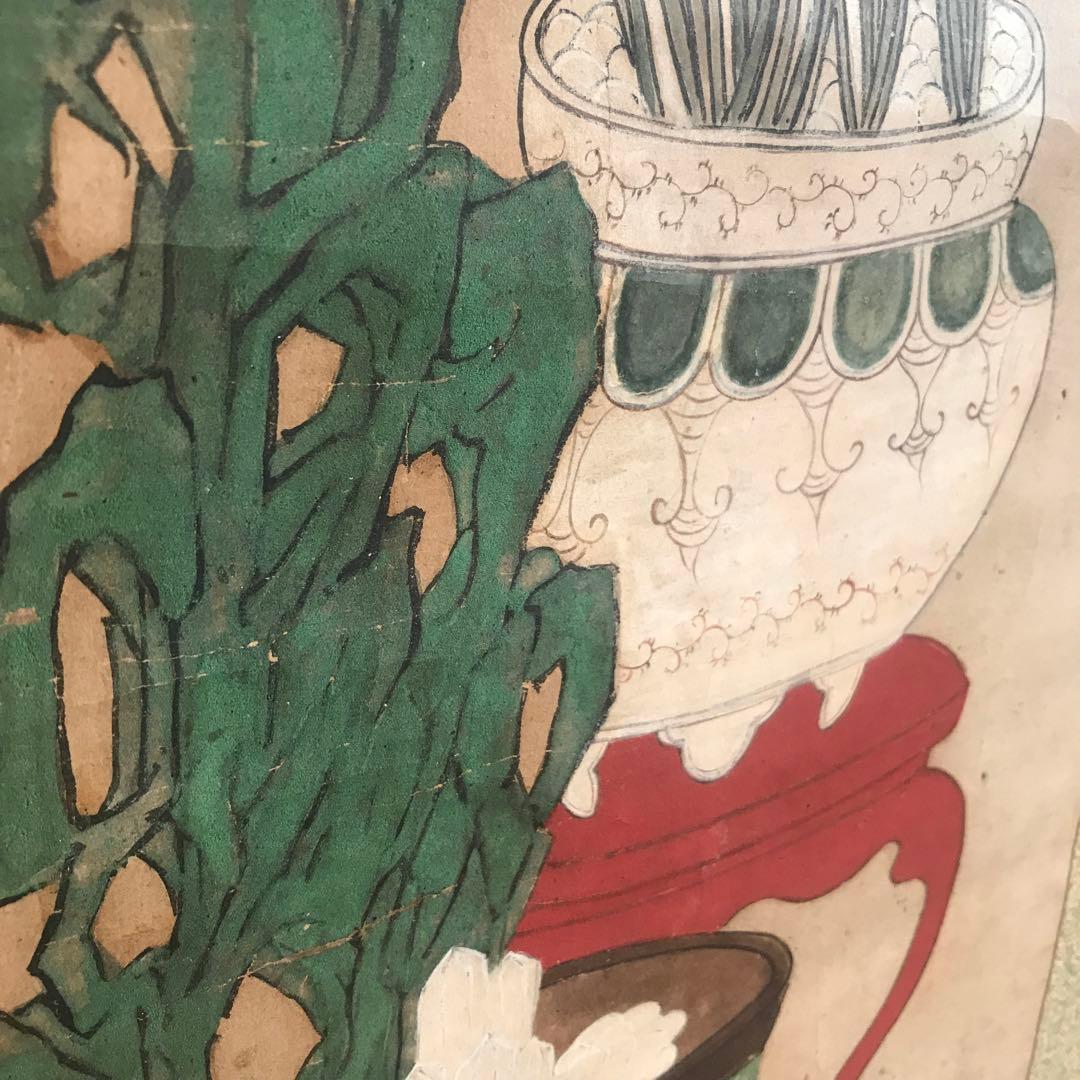 掛軸　時代物　清供図