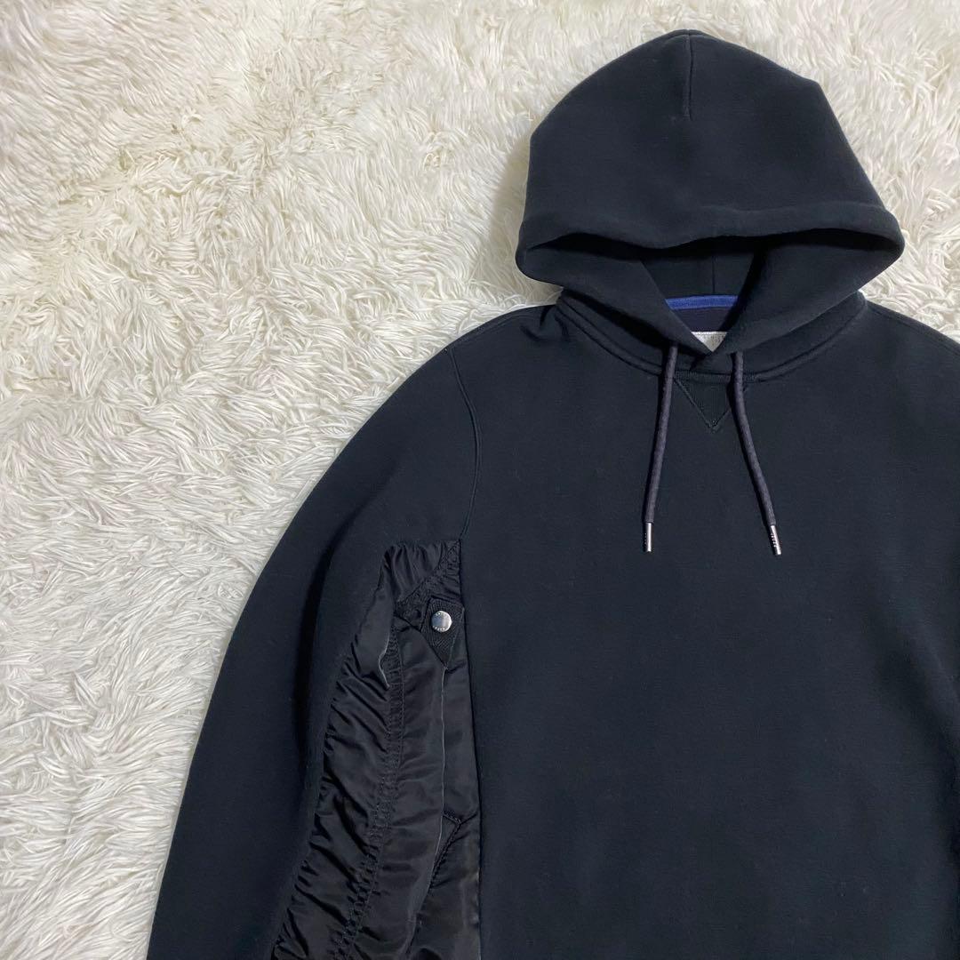 sacai サカイ ドッキング パーカー ナイロンツイル 切替 黒 1サイズ